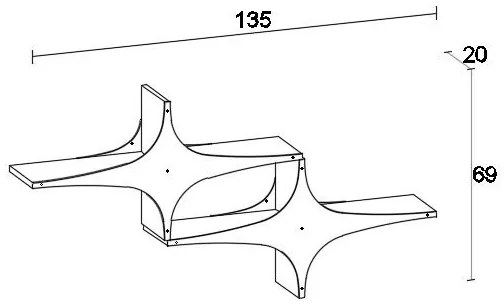 Etajeră de perete SUSEN 69x135 cm albă/neagră