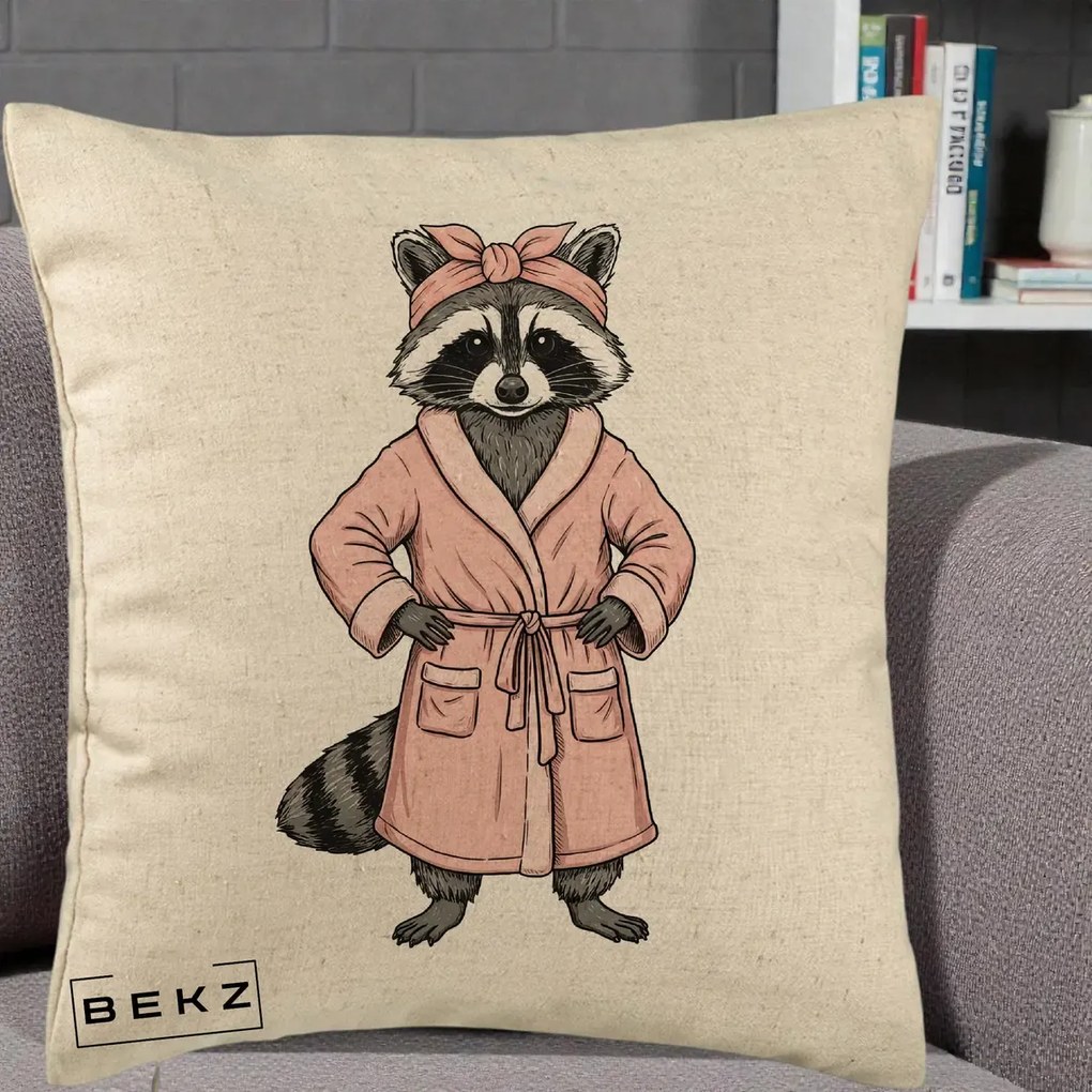 Perna Decorativa Albinuta Kawaii Vesela, 40x40 cm, Bej, Husa Detasabila, Perna Inclusa, BEKZ®