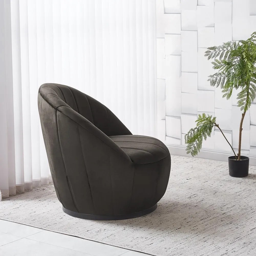 Fotoliu Rotativ – Design Modern și Confortabil, Material Textil, stofă Monolith Maro Inchis