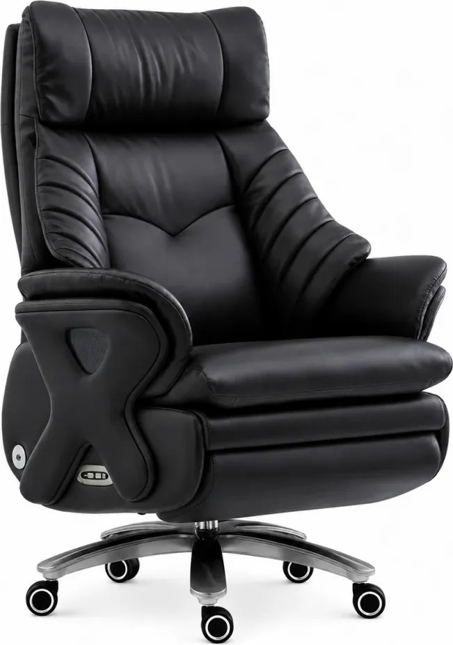Prestige Executive AeroComfort P212 – Scaun Executiv Premium din Piele Naturală, Reclinabil Electric, Încălzire, Ventilație și Masaj Airbag, Suport pentru Picioare, 150 kg, Negru