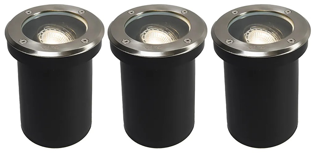 Set de 3 spoturi de sol exterioare din oțel reglabile IP65 - Delux