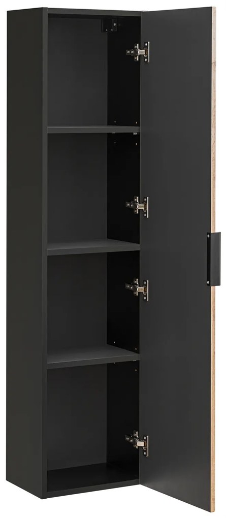Set MOBILIER BAIE Xiy 60 CM, MDF RIFLAT, CULOARE STEJAR CU INSERTII NEGRE, LAVOAR INCASTRAT