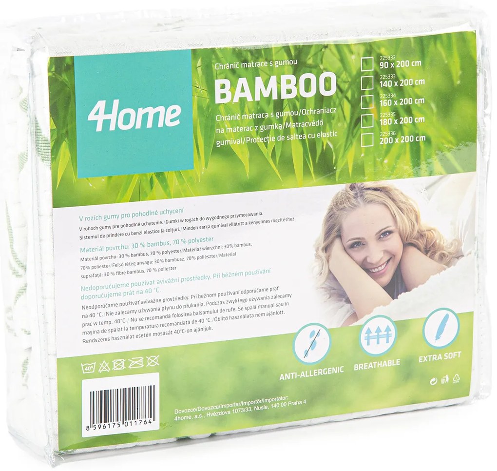 Protecție de saltea 4Home Bamboo cu benzi elastice, 160 x 200 cm, 160 x 200 cm