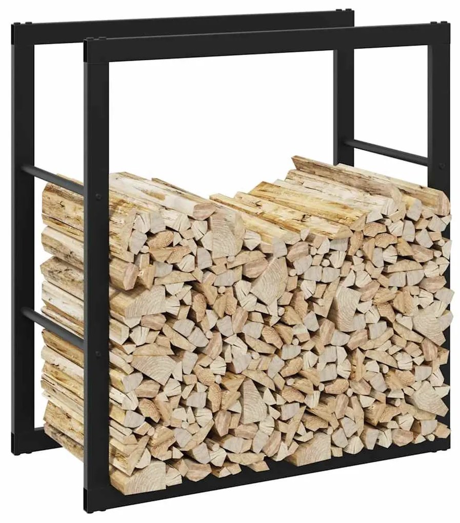 vidaXL Rastel pentru lemne de foc, negru, 55x30x61 cm, oțel