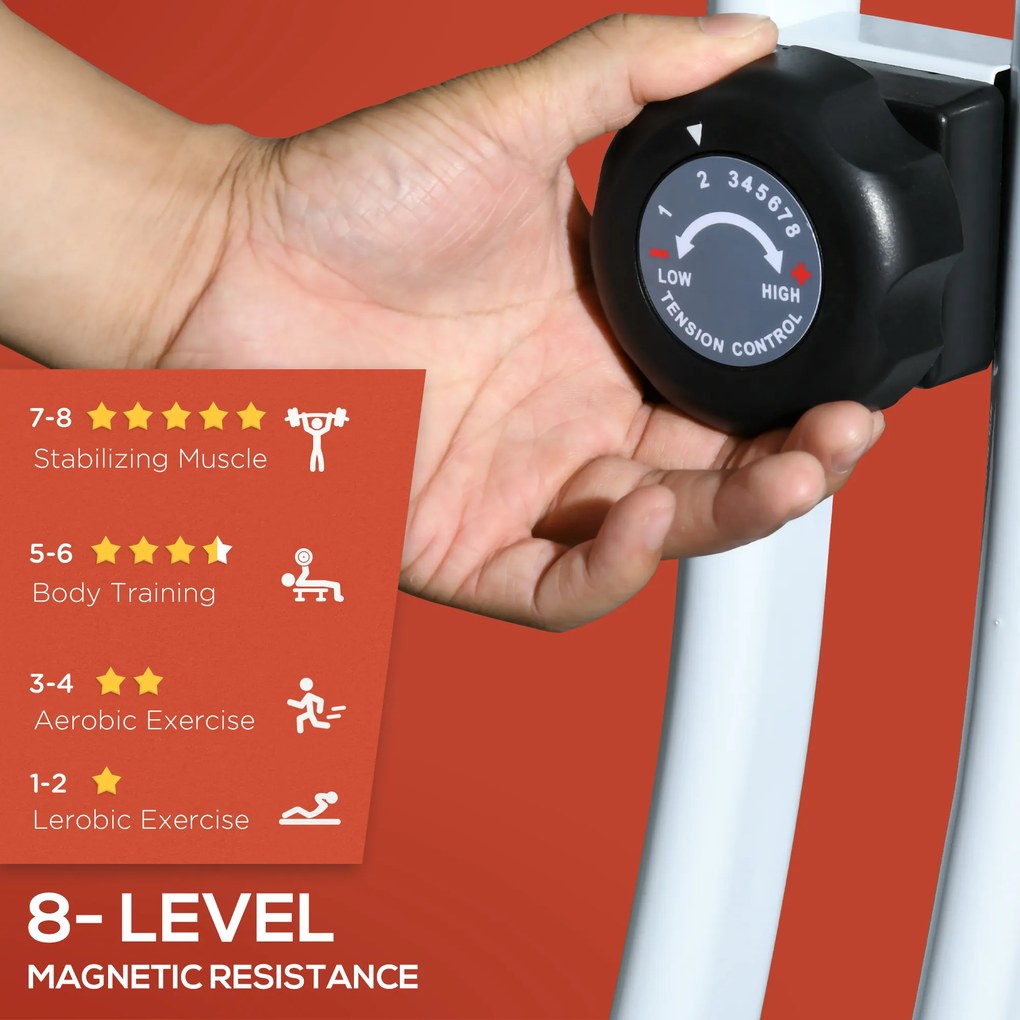 SPORTNOW Bicicletă Magnetică Pliabilă cu 8 Niveluri de Rezistență și Monitor LCD, 97x43x110 cm, Roșu | Aosom Romania