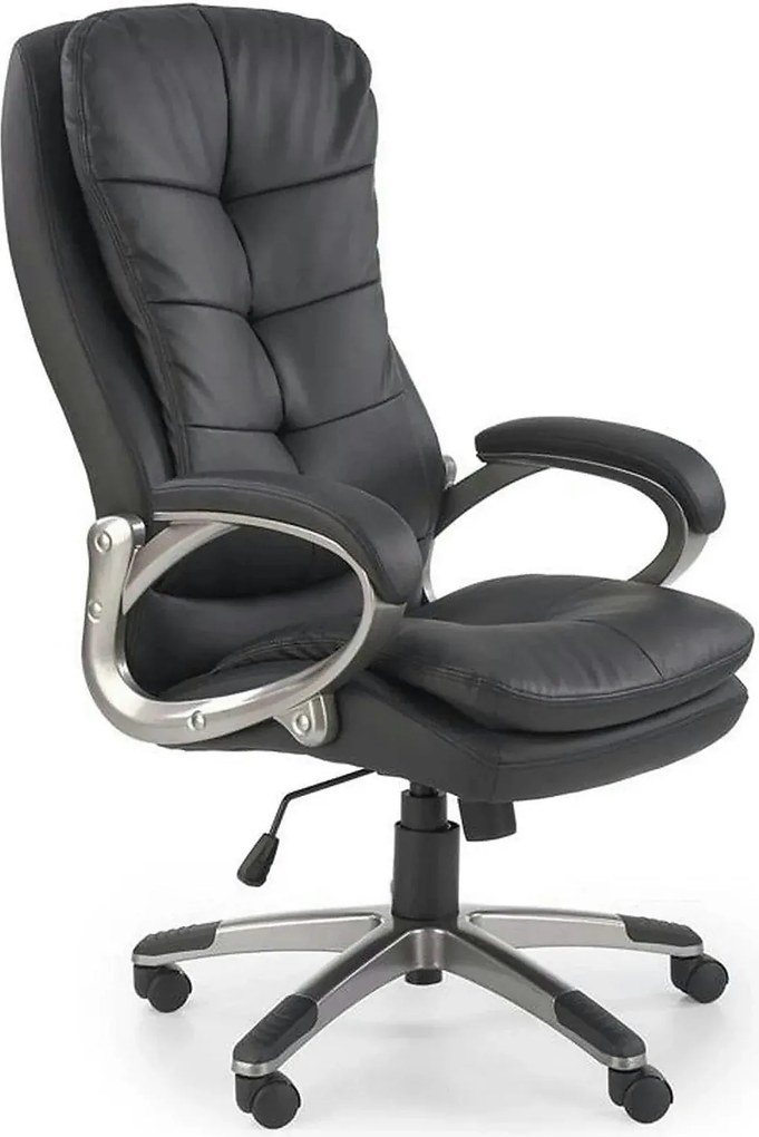 Scaun de birou PRESTON, negru/crom, piele ecologica/metal, 66x72x114/1