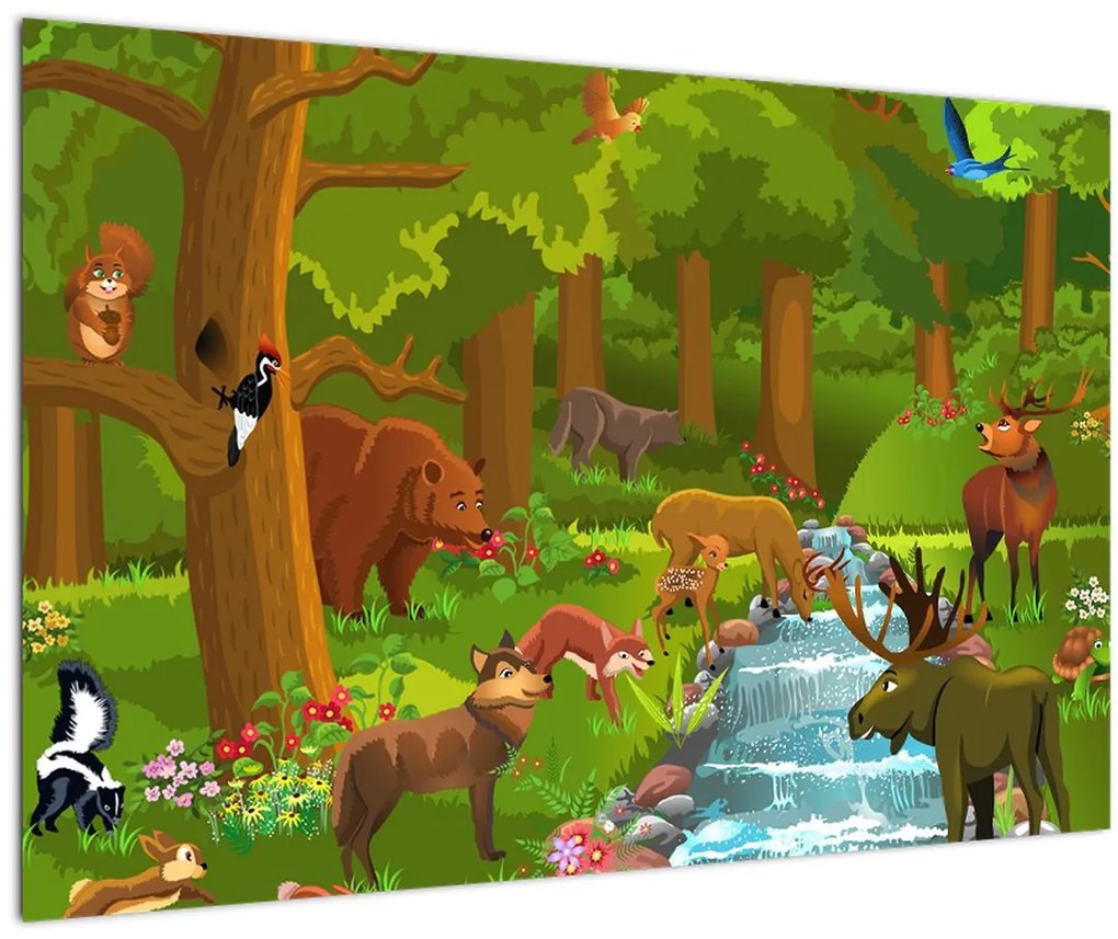 Tablou pentru copii cu animale (90x60 cm)