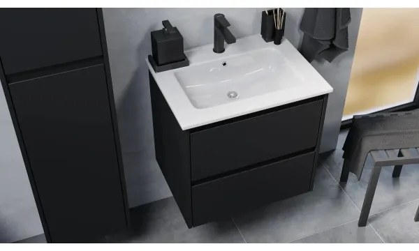 Dulap de baie cu lavoar MOLDE, 60 cm, negru