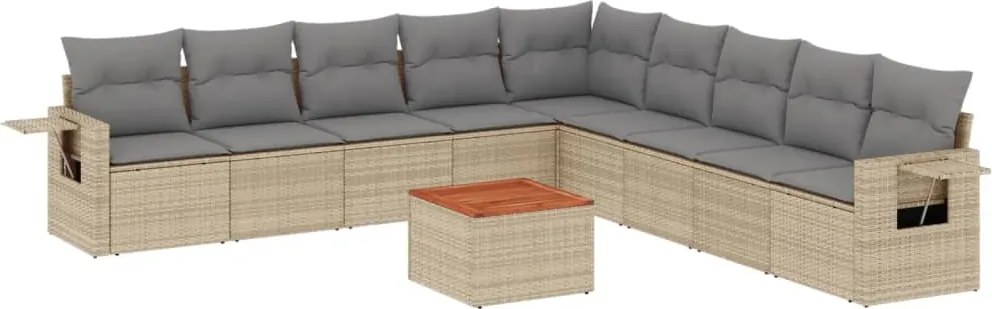 vidaXL Set canapele de grădină cu perne, 10 piese, bej, poliratan