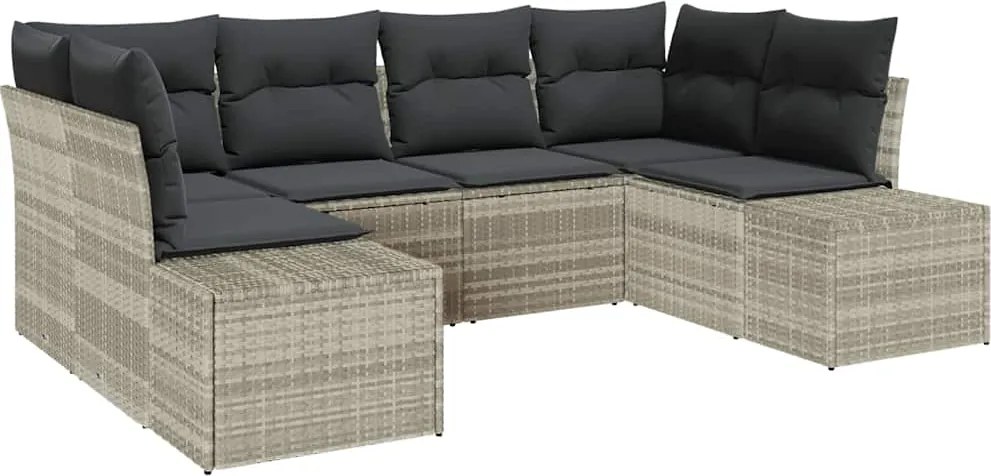vidaXL Set de canapele pentru grădină 6 pcs Gri deschis Rattan poli