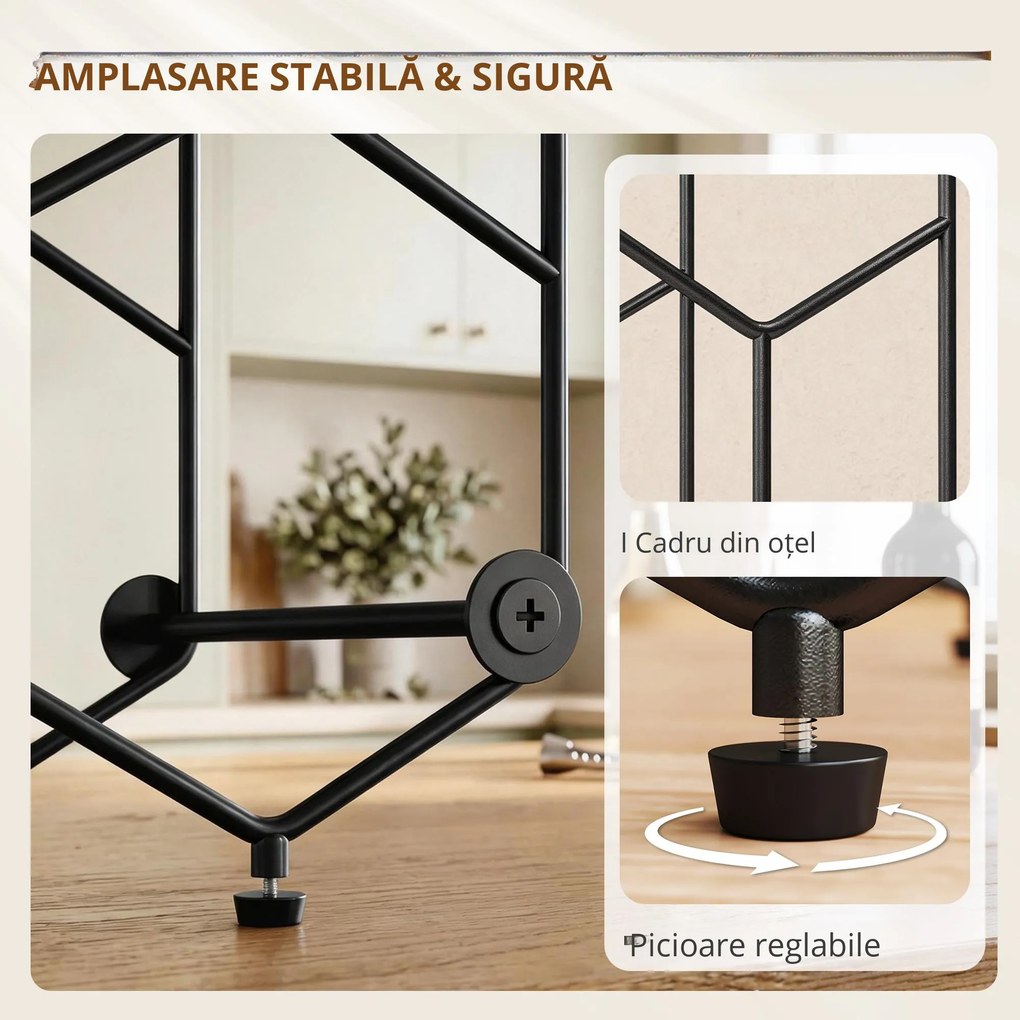 HOMCOM suport sticle masă metal | Aosom Romania