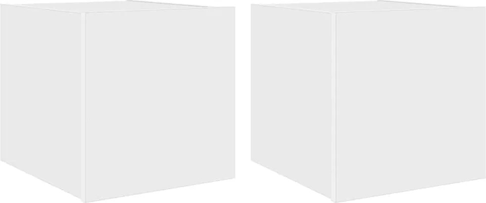 vidaXL Comode TV de perete cu lumini LED, 2 buc., alb, 30,5x35x30 cm