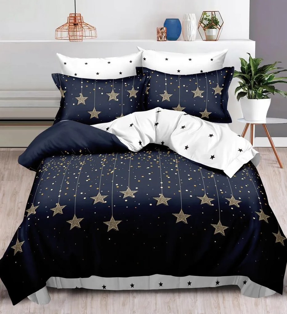 Lenjerie Pat Dublu, Bumbac Finet, 6 Piese, CU ELASTIC - Stele Cazatoare