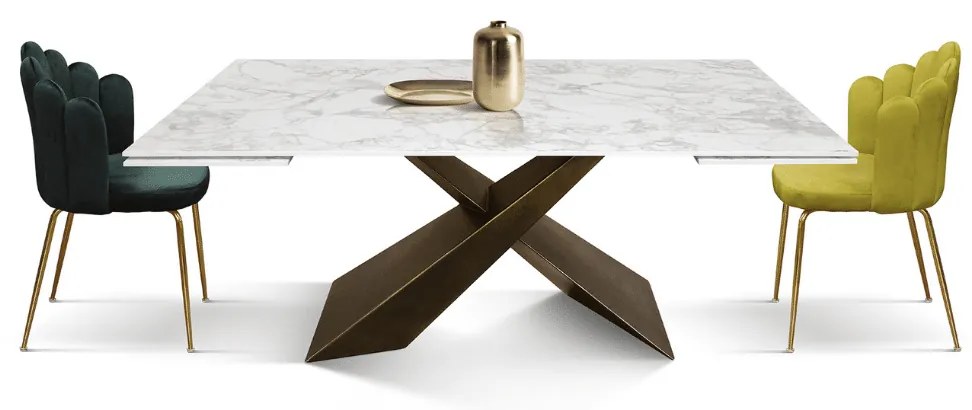 MIRABELLE-MASA BLAT DREPTUNGHIULAR CERAMICA ALB - PICIOR METALIC BRONZ 180 cm/90 cm