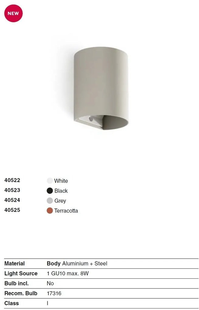 Aplica perete aluminiu gri, 1xGU10, SOLE round