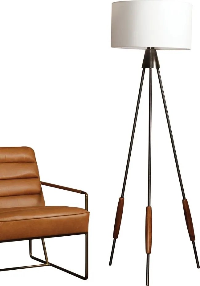 Lampadar din metal, cu abajur din bumbac, Spindle