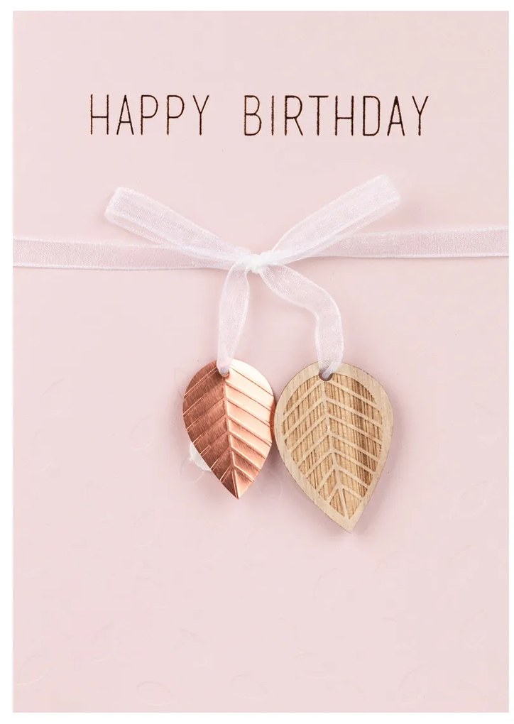 Räder Felicitare de onomastica din hartie cu decor din lemn, HAPPY BIRTHDAY