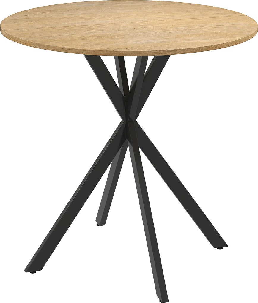 HOMCOM Masă Rotundă de Dining Industrială 80cm - Stejar Alb | Aosom Romania