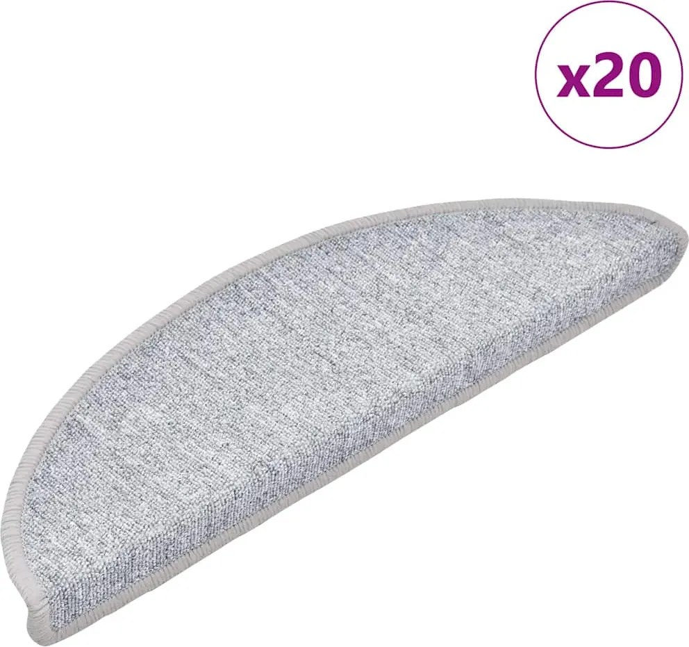 vidaXL Covorașe pentru scări, 20 buc., 56x17x3 cm, gri deschis, semirotunde
