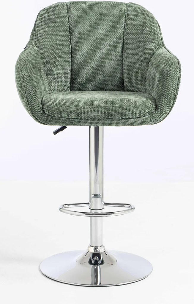 HR2055W Scaun Verde Salvie Grid Premium cu Bază Cromata