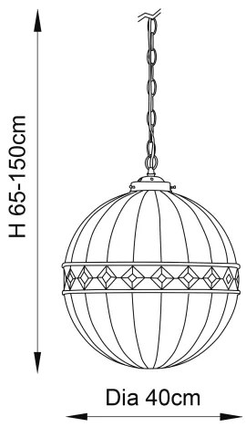 Endon 67045 - Lustră suspendată cu lanț Tiffany FARGO, 1xE27/60W/230V, Ø 40 cm