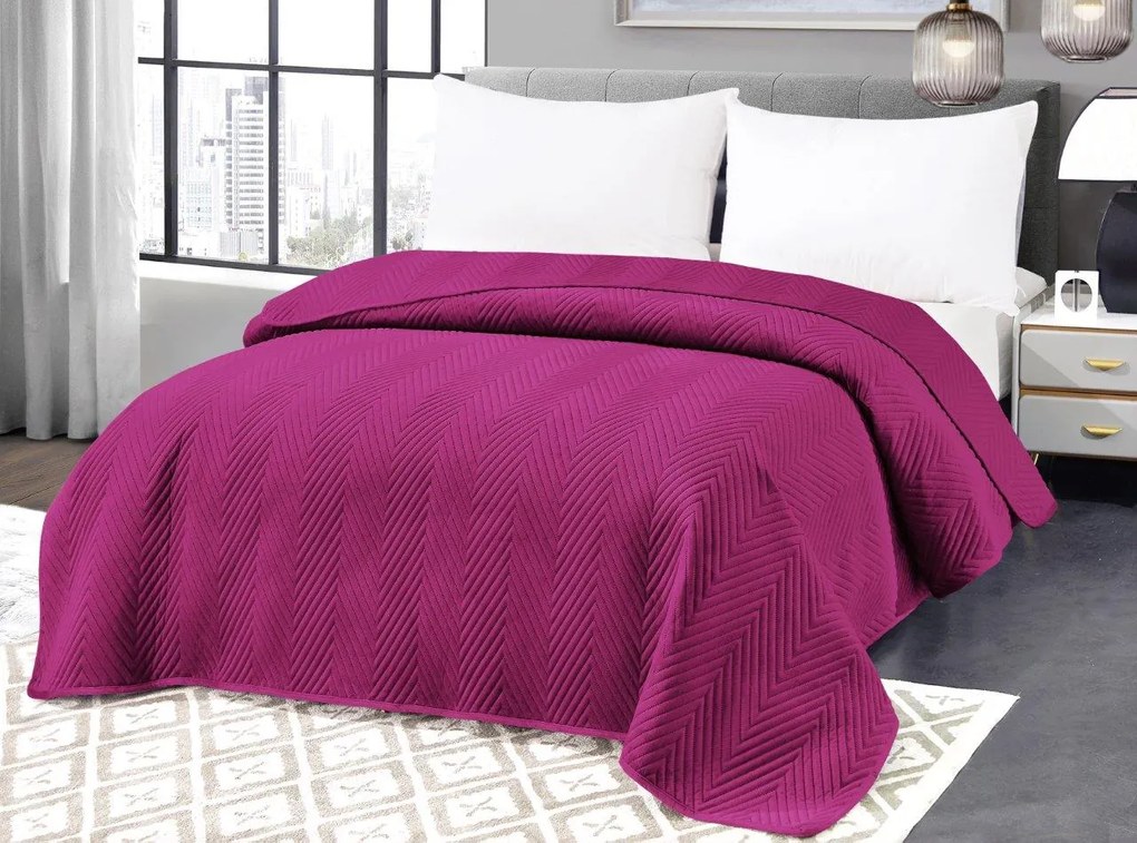 Cuvertura de pat din catifea violet cu model ARROW VELVET Dimensiune: 170 x 210 cm