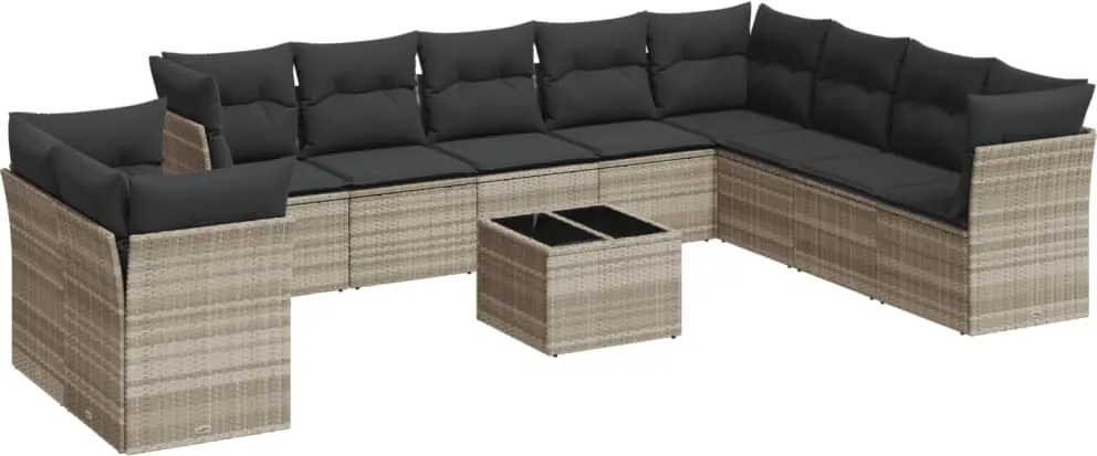 vidaXL Set canapele de grădină cu perne, 11 piese, gri, poliratan