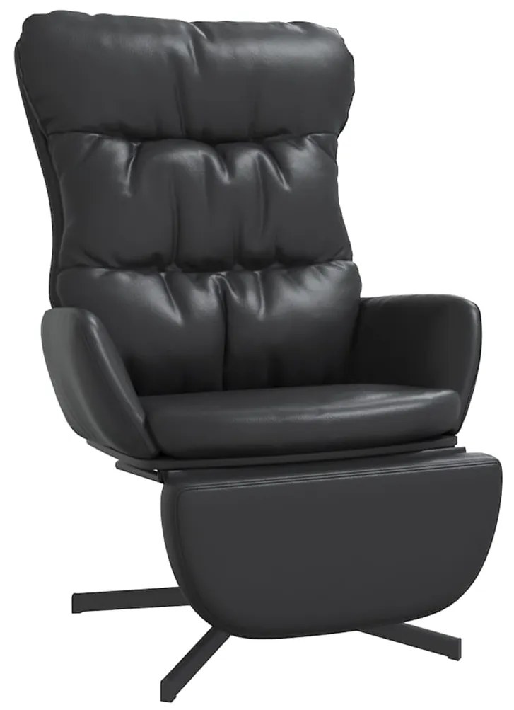 3097612 vidaXL Scaun de relaxare cu taburet, negru, piele ecologică