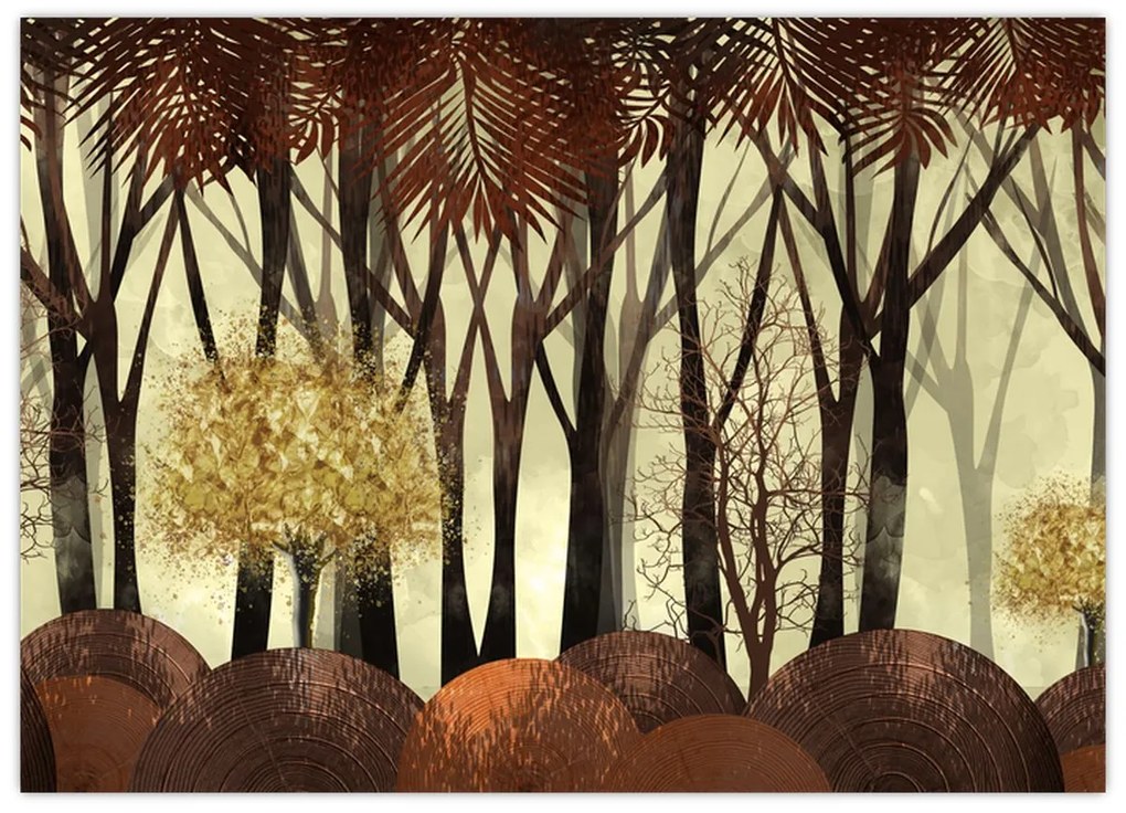 Tablou pe sticlă - Pădure decorativă (70x50 cm)