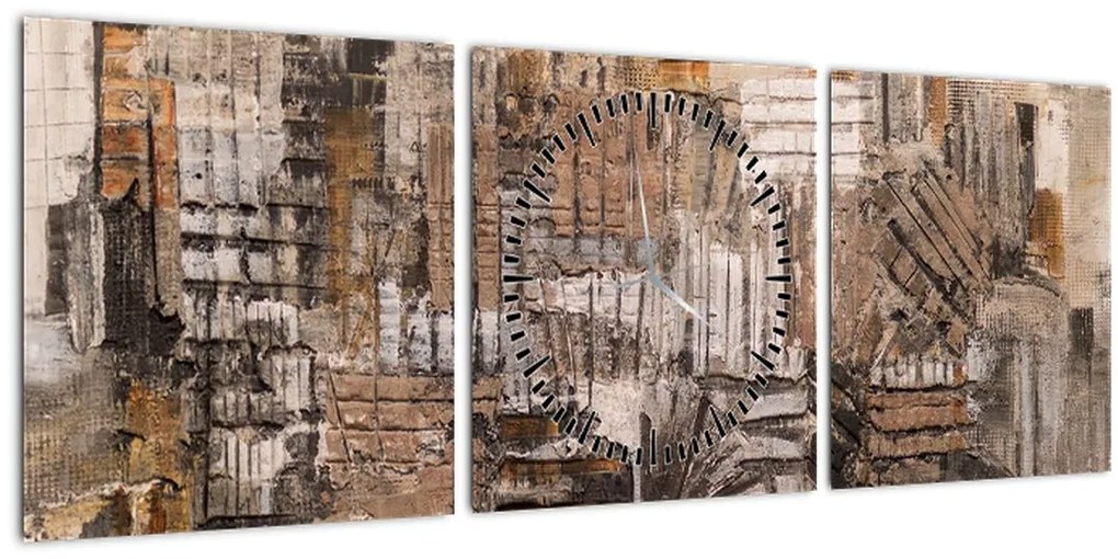 Tablou - Abstract, nuanțe maro (cu ceas) (90x30 cm)