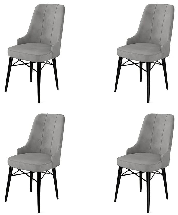 Set 4 scaune haaus Pare, Gri/Negru, textil, picioare metalice