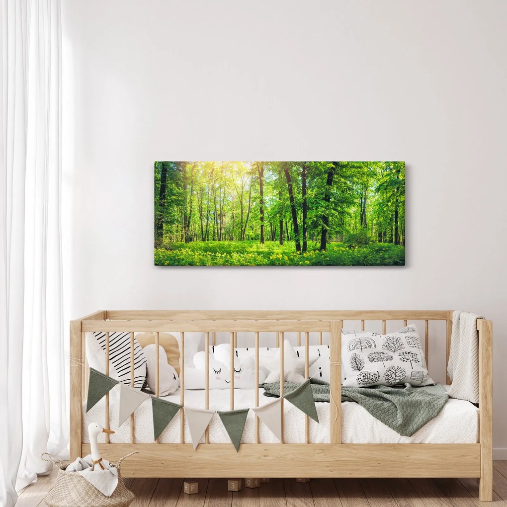 Tablou - Pădurea cu frunze de primăvară (120x50 cm)