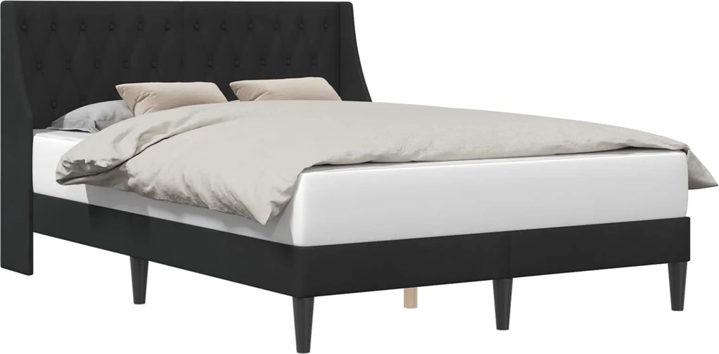 vidaXL Cadru de pat cu headboard Negru 140 x 190 cm Catifea