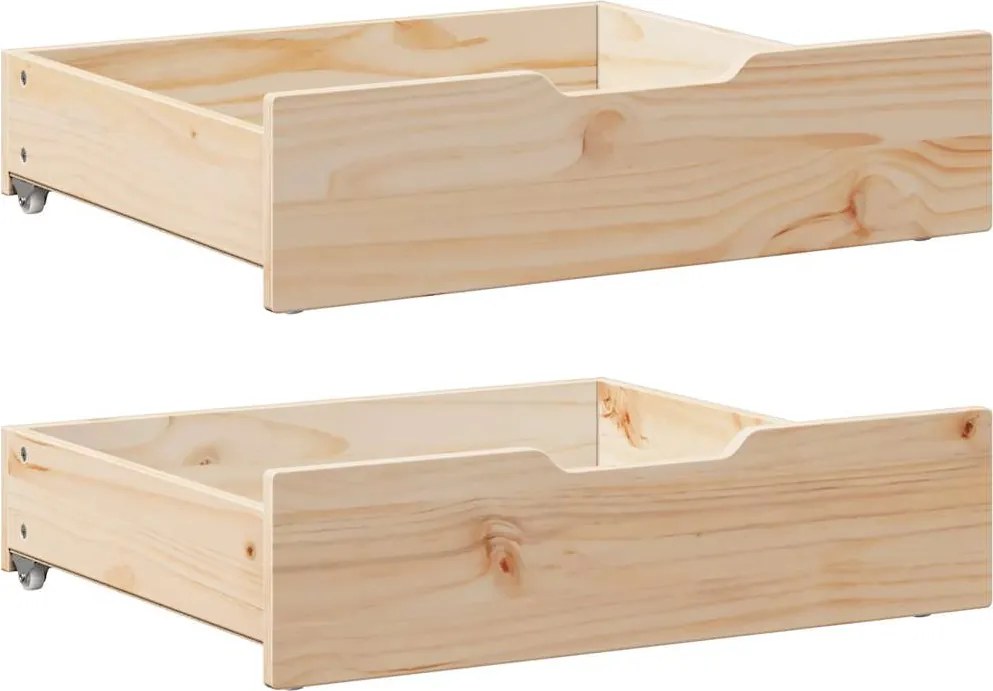vidaXL Sertare de pat cu roți, 2 buc., 65x55x17 cm, lemn masiv de pin