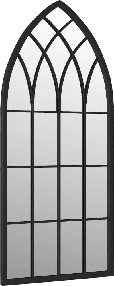 vidaXL Oglindă de grădină, negru, 100x45 cm, fier, uz exterior