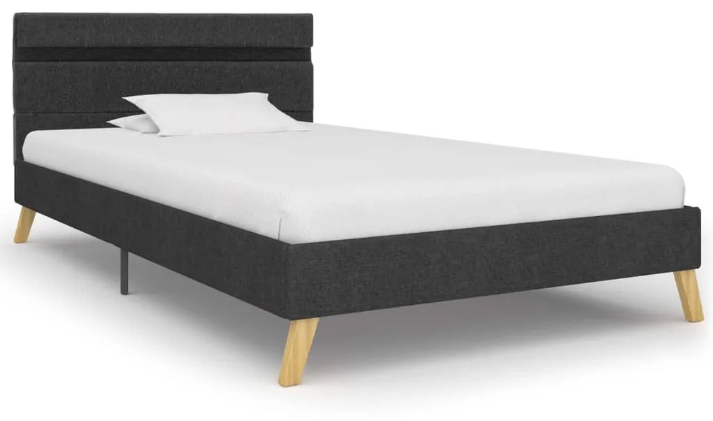 284841 vidaXL Cadru pat cu LED-uri, gri închis, 100x200 cm, material textil