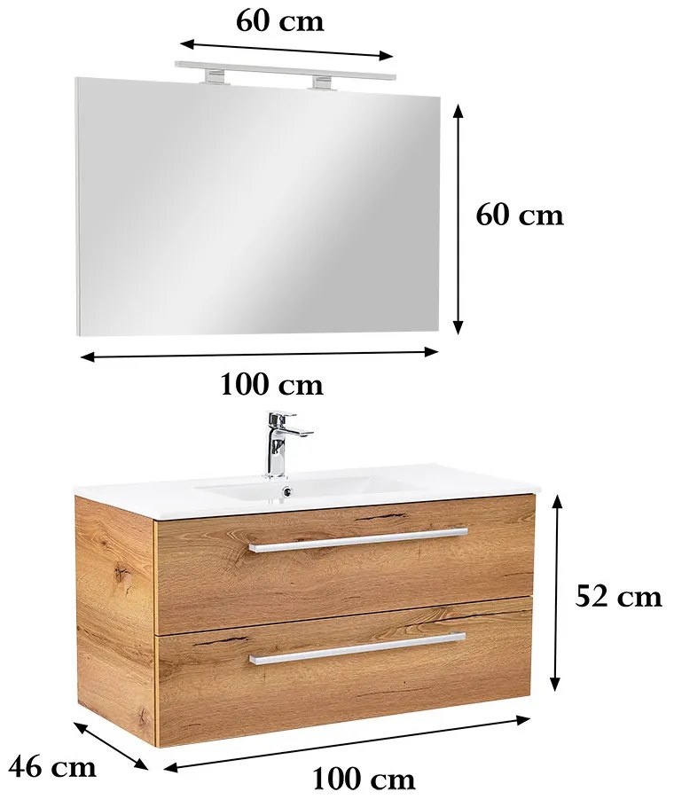 Mobilier complet de baie Vario Clam 100 stejar-stejar