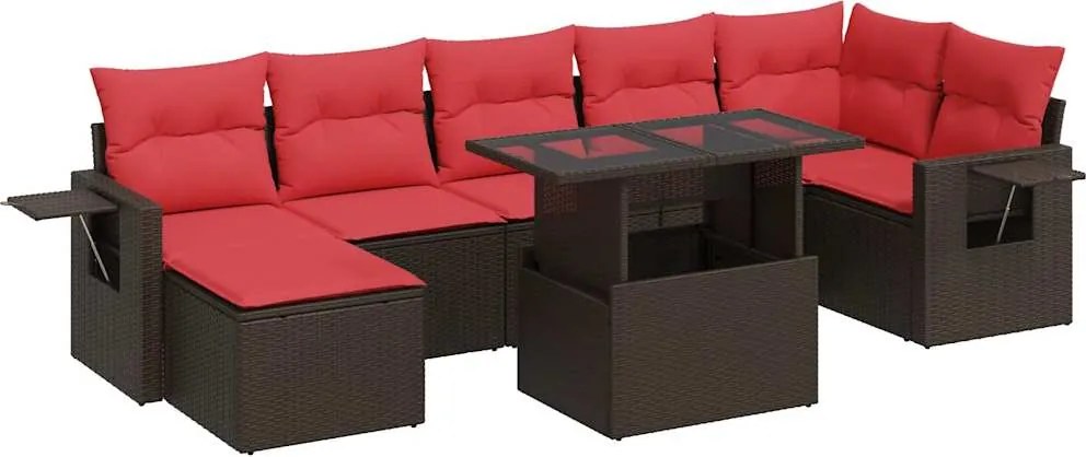 vidaXL Set canapele de grădină cu perne, 8 piese, maro, poliratan