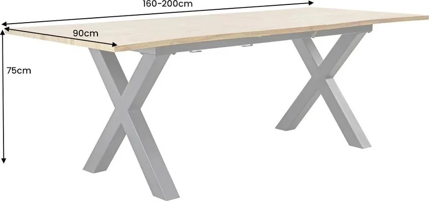 Masa extensibila design industrial Wild 160-200x90cm