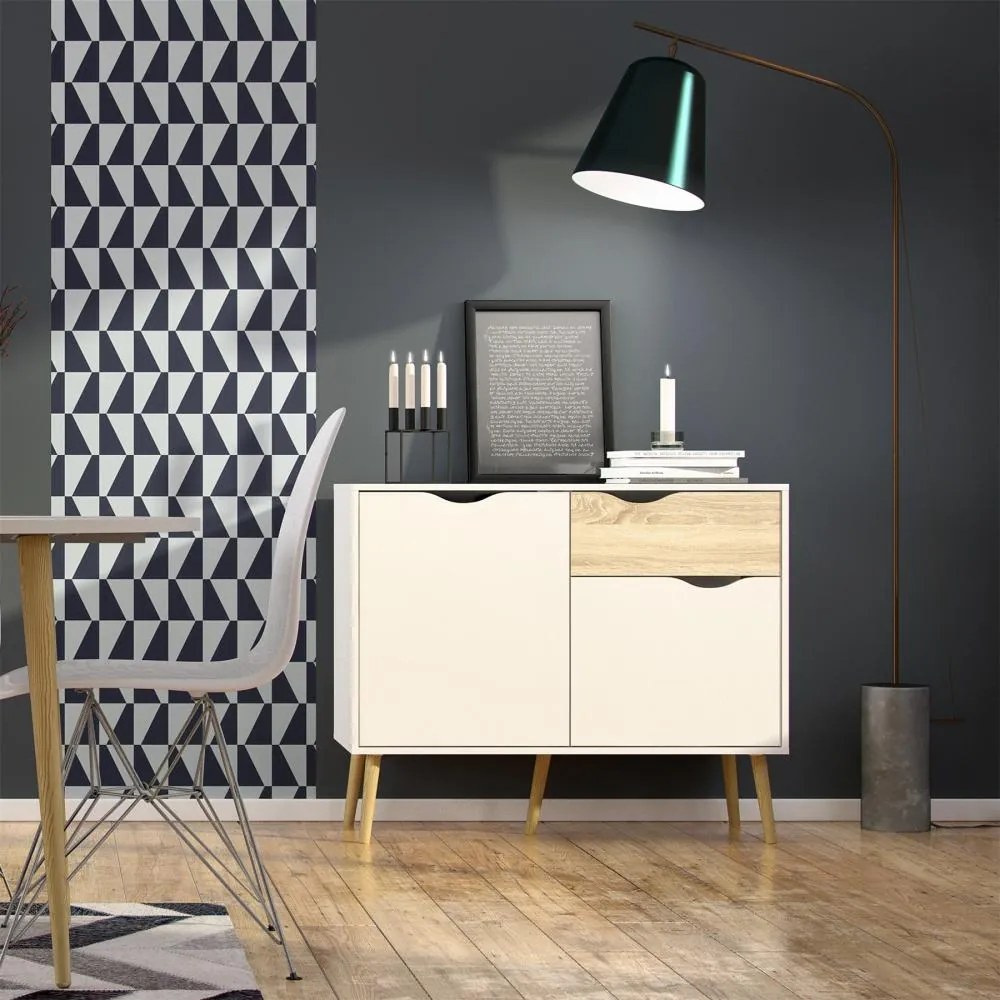 Comoda alba OSLO 75387 cu 1 sertar