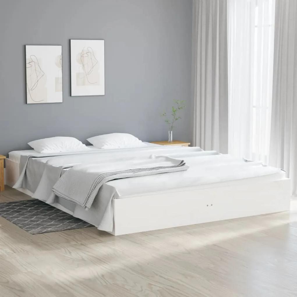 820048 vidaXL Cadru de pat, alb, 120x200 cm, lemn masiv