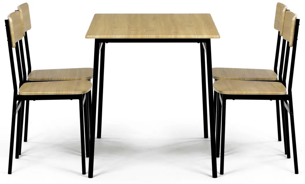 Set de masă Industrial cu 4 scaune, 110 x 70 x 76cm, stejar sălbatic