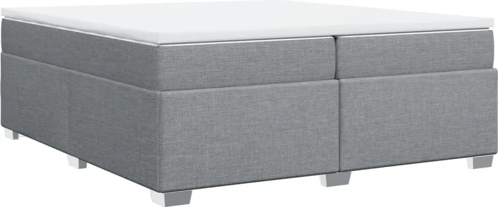 vidaXL Pat box spring cu saltea, gri deschis, 200x200 cm, textil