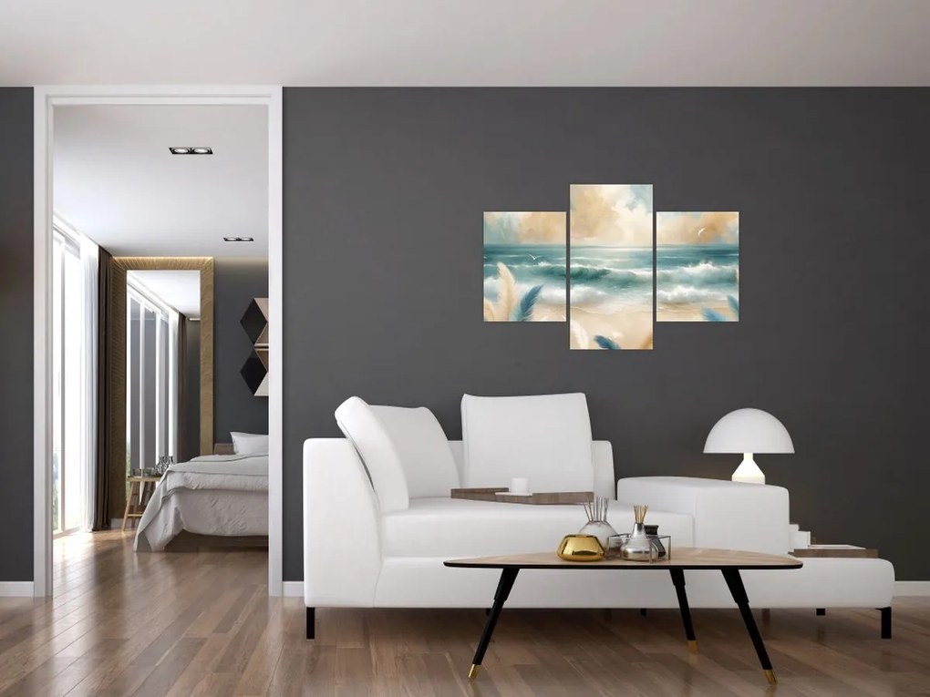 Tablou – Plajă pictată în culori delicate (90x60 cm)