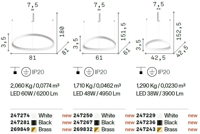 Lustra LED suspendata design circular GEMINI SP D061 NERO