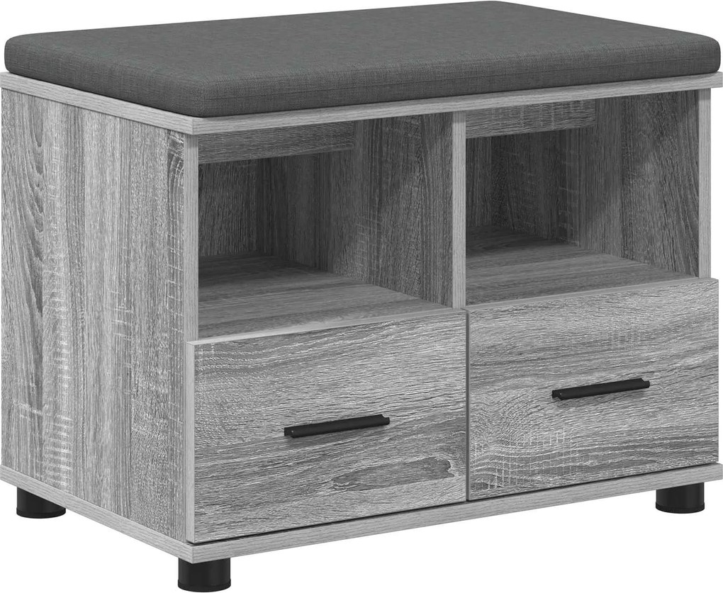 vidaXL Bancă pentru hol cu pernă cu sertar Sonoma gri 60 x 38 x 46 cm