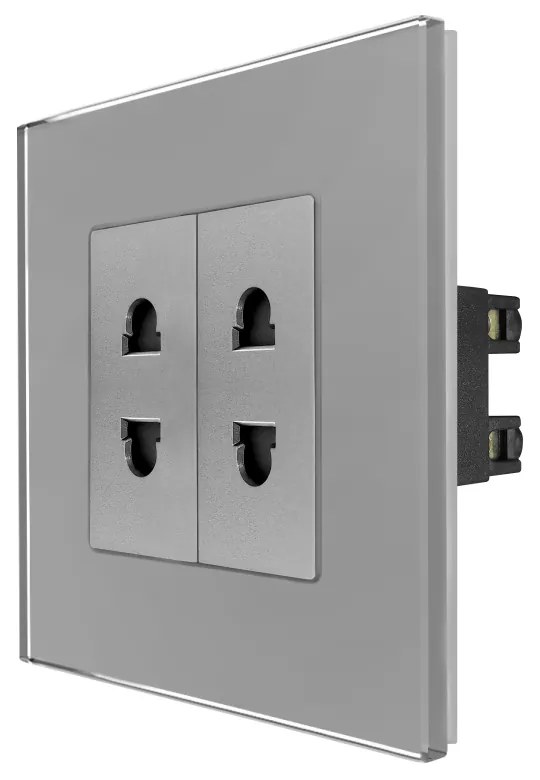 Priza Dubla cu Module Inguste cu Rama din Sticla LUXION