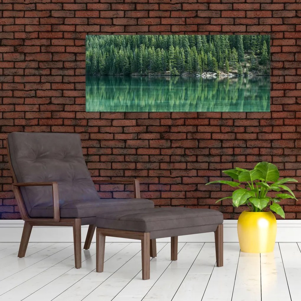 Tablou - Coniferi lângă lac (120x50 cm)