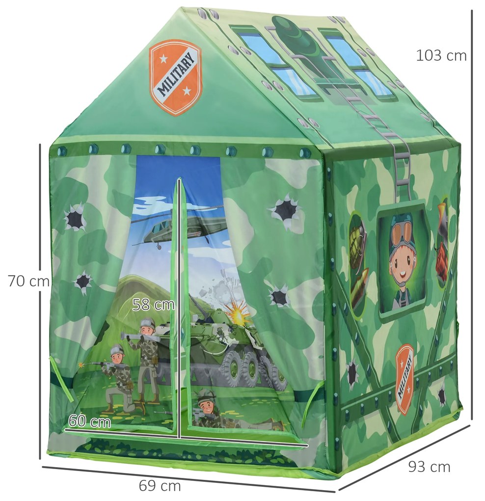 Cort de Joaca pentru Copii 3+ Ani pentru Intern si Extern Verde 93x69x103cm HOMCOM | Aosom RO