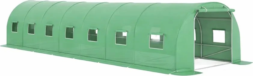 Solar de grădină, 3x10 m, 30 m², cadru din oțel, țeavă galvanizată, folie PE armată, 20 ferestre rulante, rezistent la UV, impermeabil, Verde,